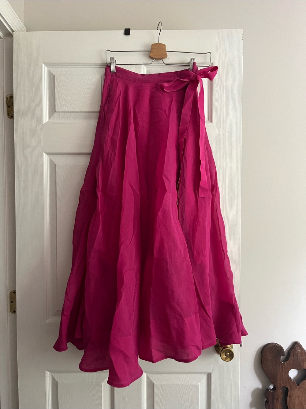 H&M Hot Pink Wrap A-Line Maxi Skirt with Side Tie